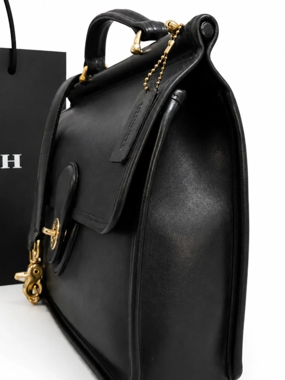 Vintage Coach Willis 9927 Black Glove-tanned Leather Top Handle Satchel Bras EVC